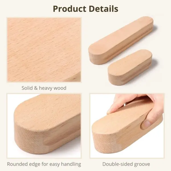 Seam Pressing Wood Clappers, Set of 2 with Dual Grooves and Hand-Fit Grip, Ideal for Sewing, Tailoring, and Quilting Projects