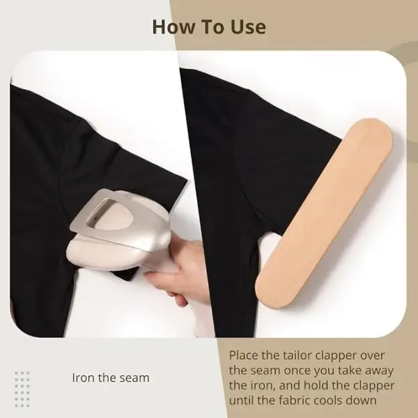 Seam Pressing Wood Clappers, Set of 2 with Dual Grooves and Hand-Fit Grip, Ideal for Sewing, Tailoring, and Quilting Projects