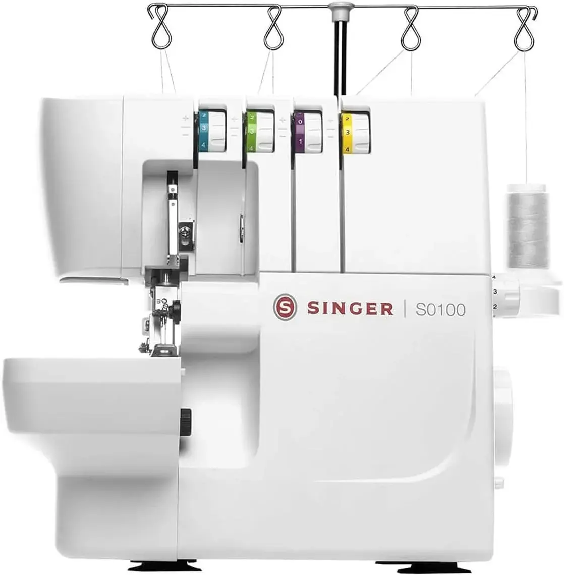 SINGER® S0100 Metal Frame Serger with Accessory Kit | Overlock Machine with 6 Built-in Stitches, 2-3-4 Thread Capability, Adjustable Tension & Stitch Length | 1300 Stiches/Min & Differential Feed