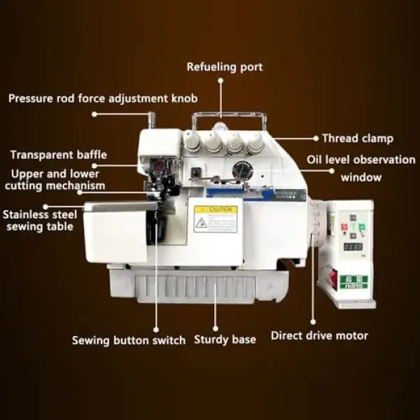 Industrial Overlock Sewing Machine, 550W Electric Desktop Four Thread Integrated, with Table and Stand for Professional Garment Finishing