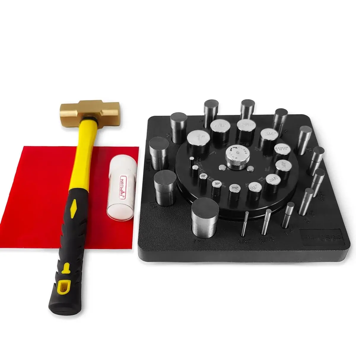 Round Disc Cutter Set 13 Sizes 1/4" to 3-3/8" with Comfortable Yellow Handle Precision Hole Punch for Leather, Fabric, Paper, Crafting - Durable Stainless Steel Blades DIY Sewing Tools HH-CS02