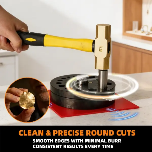 Round Disc Cutter Set 13 Sizes 1/4" to 3-3/8" with Comfortable Yellow Handle Precision Hole Punch for Leather, Fabric, Paper, Crafting - Durable Stainless Steel Blades DIY Sewing Tools HH-CS02