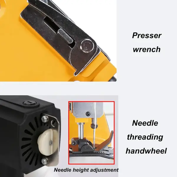 Handheld Bag Sewing Machine, Portable Bag Closing Machine Bag Stitcher, Cordless Industrial Bag Sealing Device for Rice Bag with Rechargeable 2000mAh Battery, Automatic Secant & 2 Needle Pitches