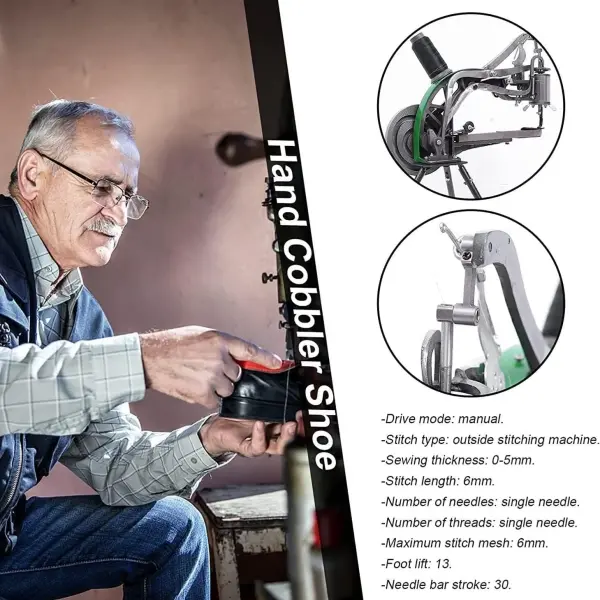 DIY Shoe Repair Machine Manual Shoe Mending Sewing Machine Cobbler Shoe Repair Machine Cotton Nylon Line Sewing Machine, Leather Tools Kit