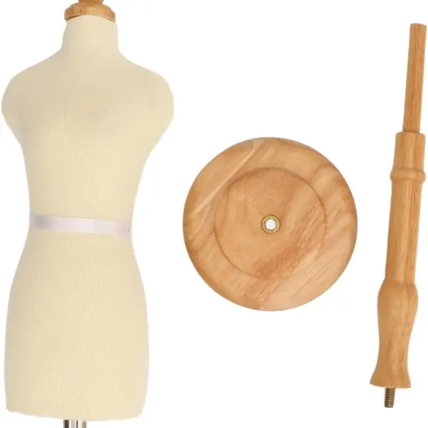 Premium Female Dress Form, Professional Tailoring Tool, Adjustable Height, Beechwood and Canvas Material, Stable Wooden Frame, Easy Sewing and (Type 1)