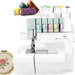 Professional Heavy-Duty Coverstitch Sewing Machine, Semi-Industrial Overlock with Digital Pressure Adjustment, 2-3-4-5 Thread Capability for Versatile Stitching