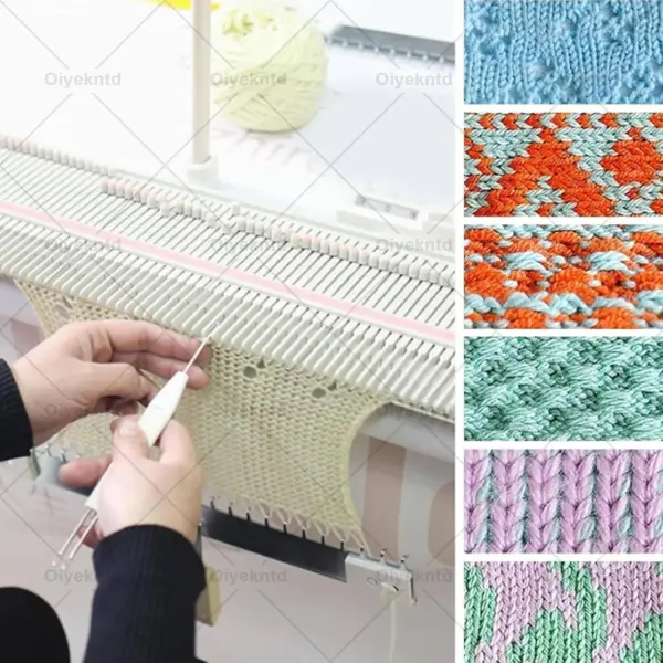 Oiyekntd 150 Stitches Medium Gauge 6.5mm Knitting Machine Kit, Household Sewing Tool Set with Accessories, Plastic Knitting Machine Hand Sweater Knitting Machine Kit for Kids and Adults
