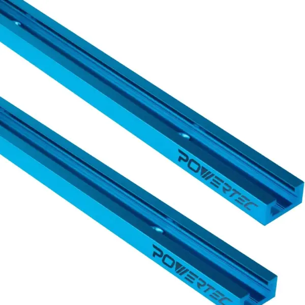 POWERTEC 71158V 48 Inch Double-Cut Profile Universal T-Track with Predrilled Mounting Holes, 2 Pack, T Track for Woodworking Jigs and Fixtures, Drill Press Table, Router Table, Workbench