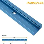 POWERTEC 71158V 48 Inch Double-Cut Profile Universal T-Track with Predrilled Mounting Holes, 2 Pack, T Track for Woodworking Jigs and Fixtures, Drill Press Table, Router Table, Workbench
