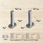 POWERTEC 71158V 48 Inch Double-Cut Profile Universal T-Track with Predrilled Mounting Holes, 2 Pack, T Track for Woodworking Jigs and Fixtures, Drill Press Table, Router Table, Workbench
