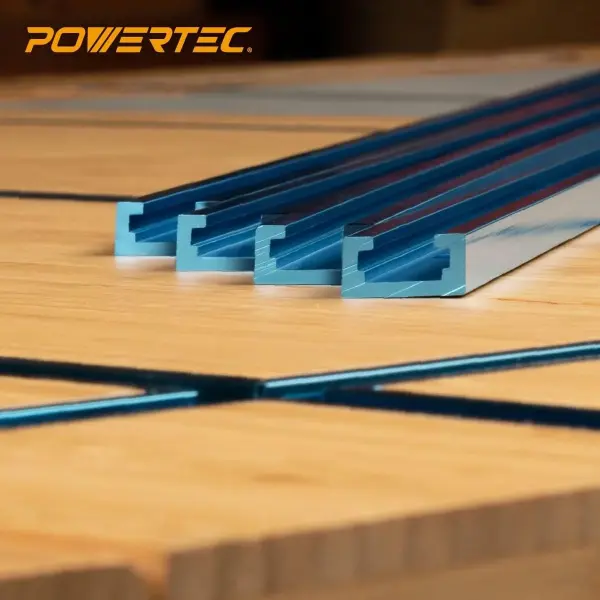 POWERTEC 71158V 48 Inch Double-Cut Profile Universal T-Track with Predrilled Mounting Holes, 2 Pack, T Track for Woodworking Jigs and Fixtures, Drill Press Table, Router Table, Workbench
