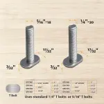 POWERTEC 71158V 48 Inch Double-Cut Profile Universal T-Track with Predrilled Mounting Holes, 2 Pack, T Track for Woodworking Jigs and Fixtures, Drill Press Table, Router Table, Workbench