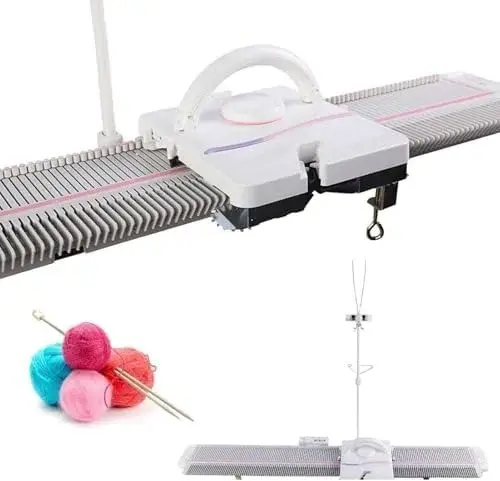 Automatic Knitting Machine, 6.5mm Mid Gauge, 150 Stitches, Scarf/Hat Knitting Device with Accessories, Sewing Tool Set for Most Hand Knitting Yarn