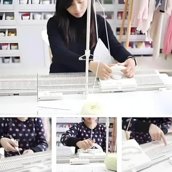 Automatic Knitting Machine, 6.5mm Mid Gauge, 150 Stitches, Scarf/Hat Knitting Device with Accessories, Sewing Tool Set for Most Hand Knitting Yarn