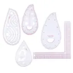 5PCS Curve Ruler Set,Multi Function L-Shaped Tailoring Ruler with Built in Scale,Plastic Clothing Design Tool