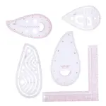 5PCS Curve Ruler Set,Multi Function L-Shaped Tailoring Ruler with Built in Scale,Plastic Clothing Design Tool