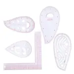 5PCS Curve Ruler Set,Multi Function L-Shaped Tailoring Ruler with Built in Scale,Plastic Clothing Design Tool