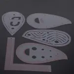 5PCS Curve Ruler Set,Multi Function L-Shaped Tailoring Ruler with Built in Scale,Plastic Clothing Design Tool