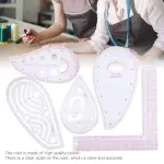 5PCS Curve Ruler Set,Multi Function L-Shaped Tailoring Ruler with Built in Scale,Plastic Clothing Design Tool
