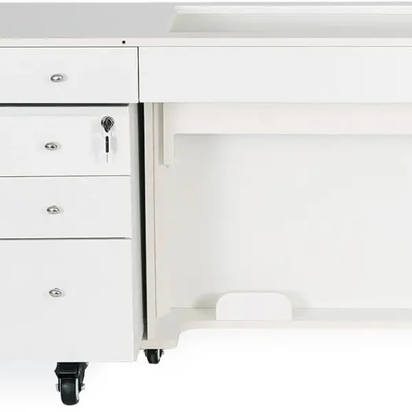 Kangaroo & Joey XL Hydraulic Sewing Cabinet - Sewing Machine Table with Lift Opening, Storage Caddy, Extension Leaves - Fits Machines up to 65 lbs - Ash White