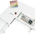 Kangaroo & Joey XL Hydraulic Sewing Cabinet - Sewing Machine Table with Lift Opening, Storage Caddy, Extension Leaves - Fits Machines up to 65 lbs - Ash White