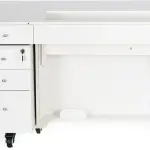 Kangaroo & Joey XL Hydraulic Sewing Cabinet - Sewing Machine Table with Lift Opening, Storage Caddy, Extension Leaves - Fits Machines up to 65 lbs - Ash White