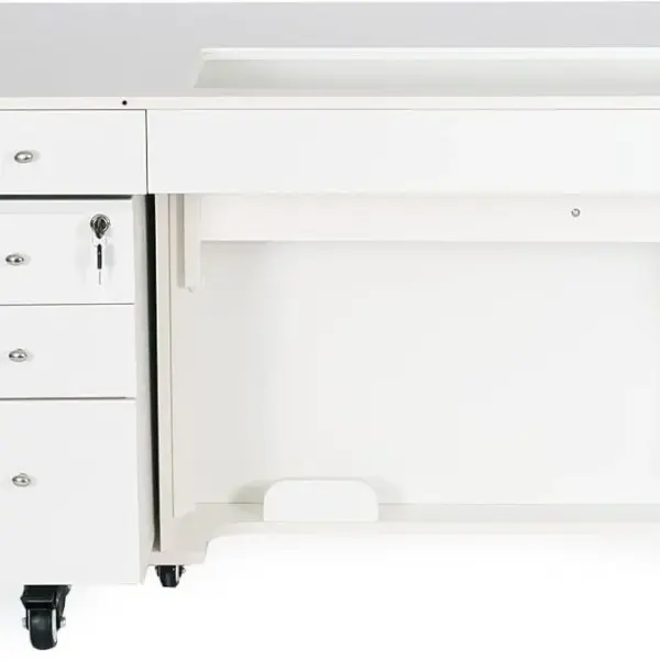 Kangaroo & Joey XL Hydraulic Sewing Cabinet - Sewing Machine Table with Lift Opening, Storage Caddy, Extension Leaves - Fits Machines up to 65 lbs - Ash White