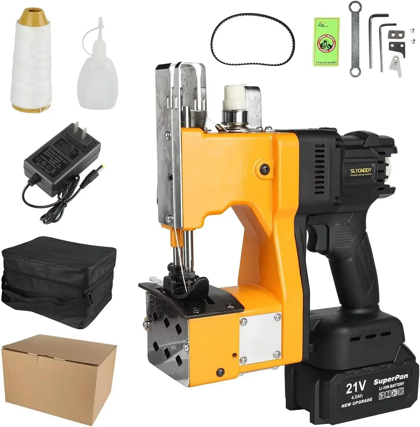 Bag Sewing Machine High Speed Bag Sealing Machine Bag Closer Bag Closing Machine Bag Stitching Machine Industrial Sewing Machine Bag Stitcher for Sack Woven Kraft Paper Bag Sealing (Yellow)