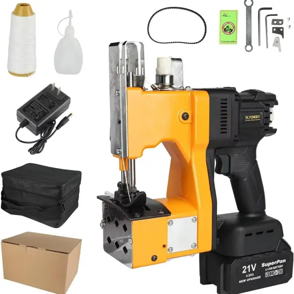 Bag Sewing Machine High Speed Bag Sealing Machine Bag Closer Bag Closing Machine Bag Stitching Machine Industrial Sewing Machine Bag Stitcher for Sack Woven Kraft Paper Bag Sealing (Yellow)