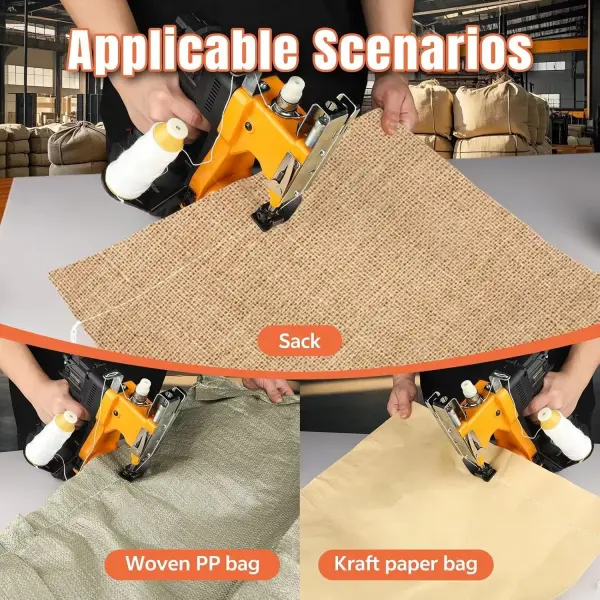Bag Sewing Machine High Speed Bag Sealing Machine Bag Closer Bag Closing Machine Bag Stitching Machine Industrial Sewing Machine Bag Stitcher for Sack Woven Kraft Paper Bag Sealing (Yellow)
