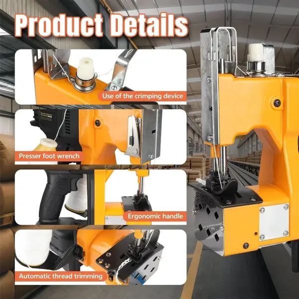 Bag Sewing Machine High Speed Bag Sealing Machine Bag Closer Bag Closing Machine Bag Stitching Machine Industrial Sewing Machine Bag Stitcher for Sack Woven Kraft Paper Bag Sealing (Yellow)