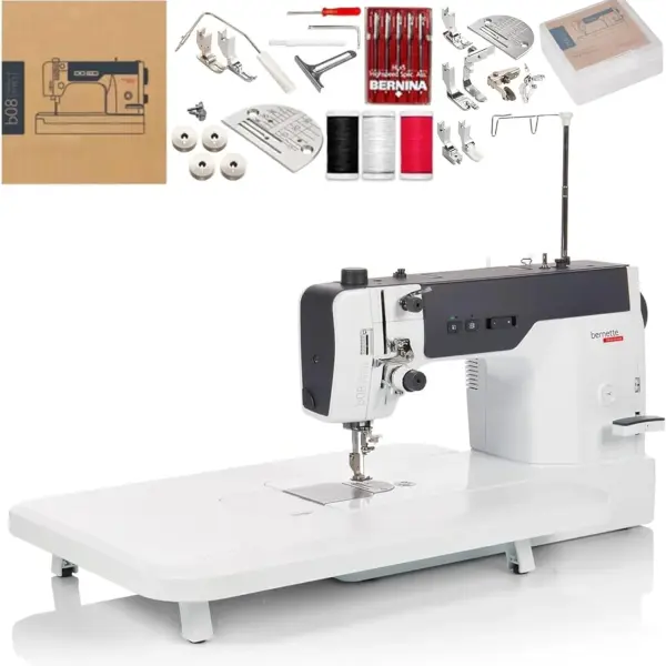 Bernette B08 Straight Stitch Sewing Machine | 1600 Stitches Per Minute | Includes DIY Sewing Presser Foot Kit, Needles, Bobbins, Extension Table, LED Light, Threader, Great for Beginner & Professional