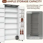 NEWOWNDS Craft Storage Cabinet with LED Lights​​ – 72" Adjustable Shelves Sewing Organizer, Multi-Purpose Sewing Cabinet for Craft Room/Home Office Storage