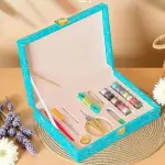 MVNOIRE PU Complete Sewing Accessories Set Travel Home Tools Needle Thread Box