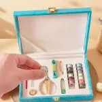 MVNOIRE PU Complete Sewing Accessories Set Travel Home Tools Needle Thread Box