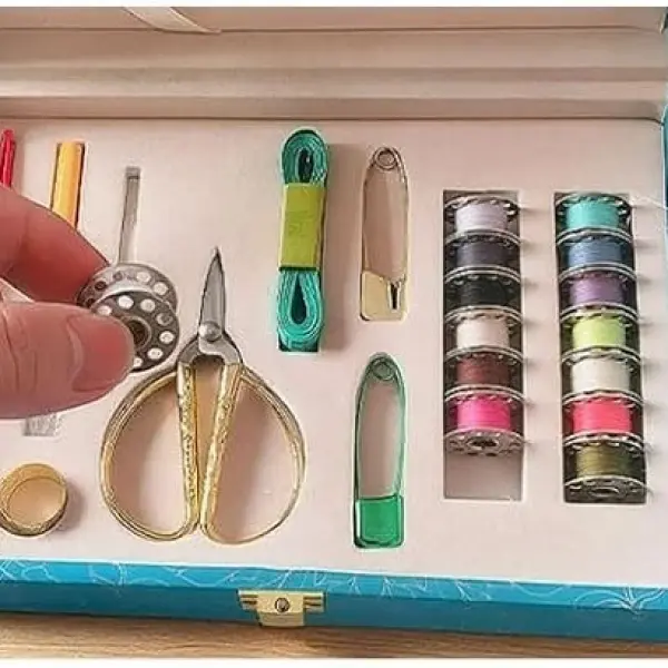 MVNOIRE PU Complete Sewing Accessories Set Travel Home Tools Needle Thread Box