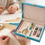 MVNOIRE PU Complete Sewing Accessories Set Travel Home Tools Needle Thread Box