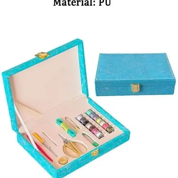 MVNOIRE PU Complete Sewing Accessories Set Travel Home Tools Needle Thread Box