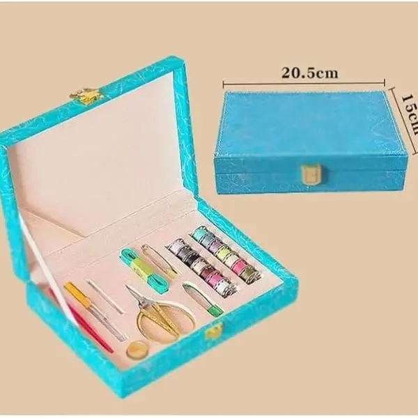 MVNOIRE PU Complete Sewing Accessories Set Travel Home Tools Needle Thread Box