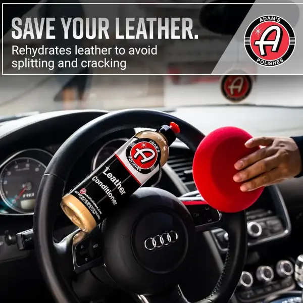Adam's Polishes Leather Care Kit - Leather Cleaner & Conditioner Car Cleaning Supplies | UV Protection for Interior Accessories Steering Wheel Seat Dash Vinyl Shoe Polish Jacket