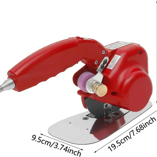 Electric Fabric Rotary Cutter 245W 0.79" Cutting Thickness Speed Adjustable Fabric Scissors Round Blade Cutting Machine with LED Light for Multilayer Leather Cloth Carpet-Red