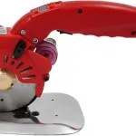 Electric Fabric Rotary Cutter 245W 0.79" Cutting Thickness Speed Adjustable Fabric Scissors Round Blade Cutting Machine with LED Light for Multilayer Leather Cloth Carpet-Red