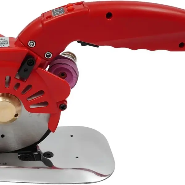 Electric Fabric Rotary Cutter 245W 0.79" Cutting Thickness Speed Adjustable Fabric Scissors Round Blade Cutting Machine with LED Light for Multilayer Leather Cloth Carpet-Red