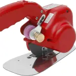 Electric Fabric Rotary Cutter 245W 0.79" Cutting Thickness Speed Adjustable Fabric Scissors Round Blade Cutting Machine with LED Light for Multilayer Leather Cloth Carpet-Red