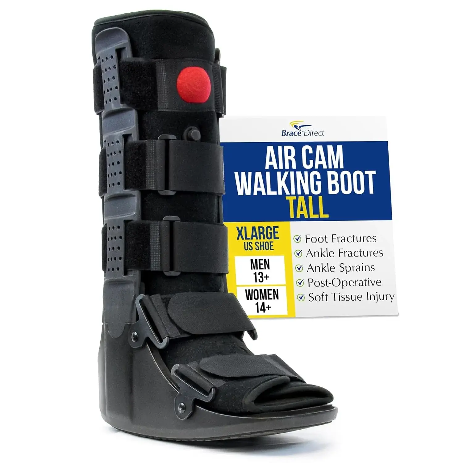 Brace Direct Tall Air CAM Walker Fracture Boot Aircast Boot for Foot & Ankle Injuries, Fractures & Surgery (X-Large - US Shoe Men 13+ / Women 14+)