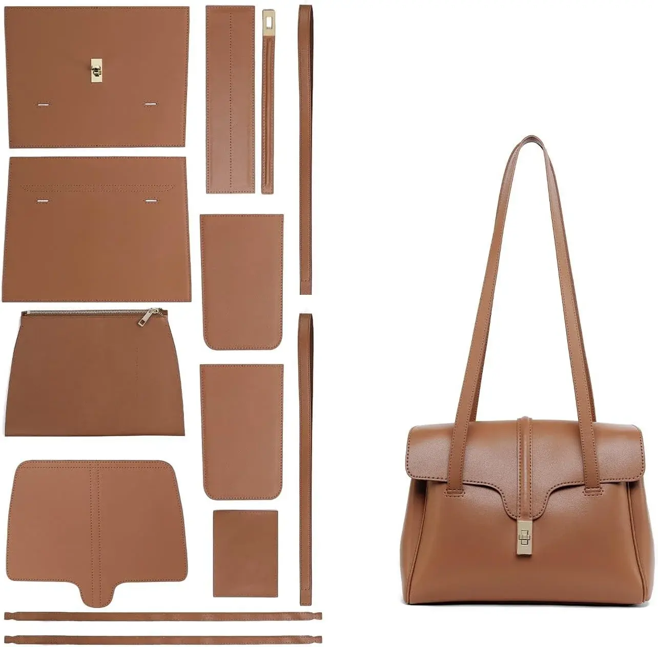 POPSEWING Soft 16 Tote Bag DIY Kit for Girls, Leather Working Kit with Bag Sewing Kits for Shoulder Bag