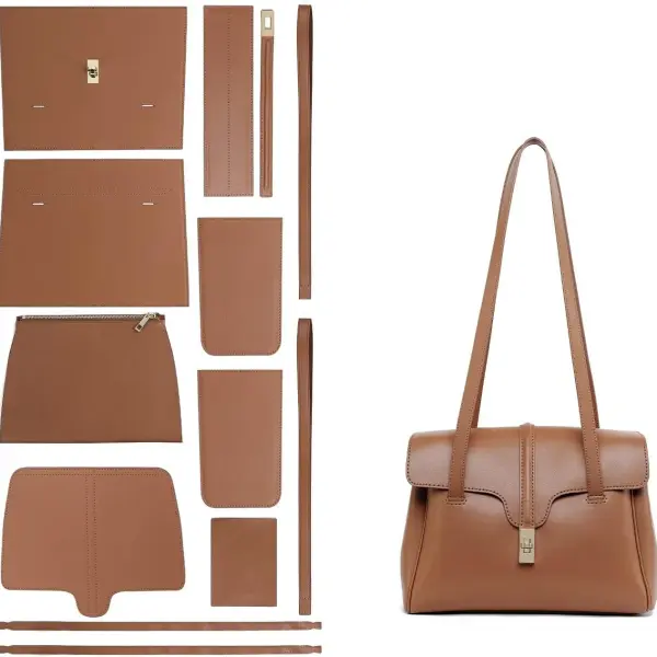 POPSEWING Soft 16 Tote Bag DIY Kit for Girls, Leather Working Kit with Bag Sewing Kits for Shoulder Bag
