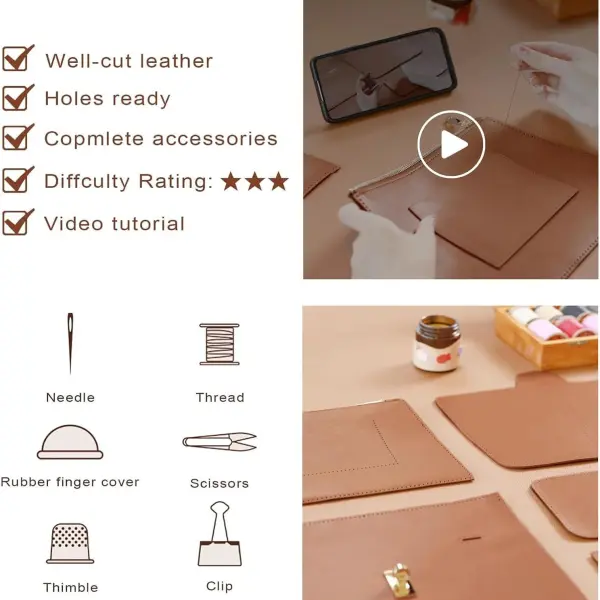 POPSEWING Soft 16 Tote Bag DIY Kit for Girls, Leather Working Kit with Bag Sewing Kits for Shoulder Bag