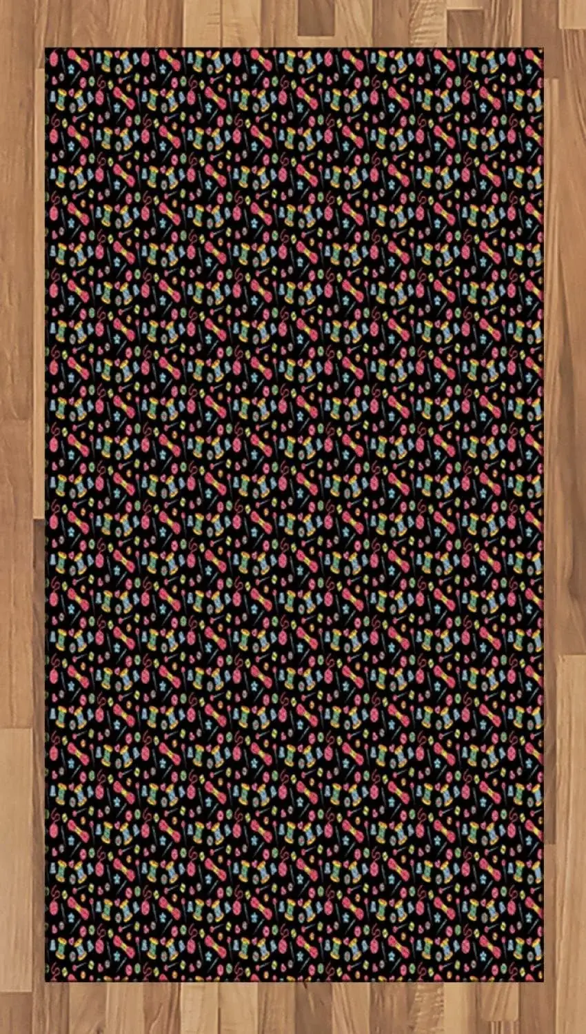 Ambesonne Hobby Area Rug, Colorful Sewing Tools on The Dark Background Handicraft Needlework Knit Theme, Flat Woven Accent Rug for Living Room Bedroom Dining Room, 2' 6" x 5', Multicolor