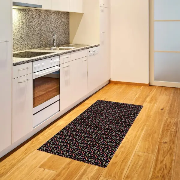 Ambesonne Hobby Area Rug, Colorful Sewing Tools on The Dark Background Handicraft Needlework Knit Theme, Flat Woven Accent Rug for Living Room Bedroom Dining Room, 2' 6" x 5', Multicolor